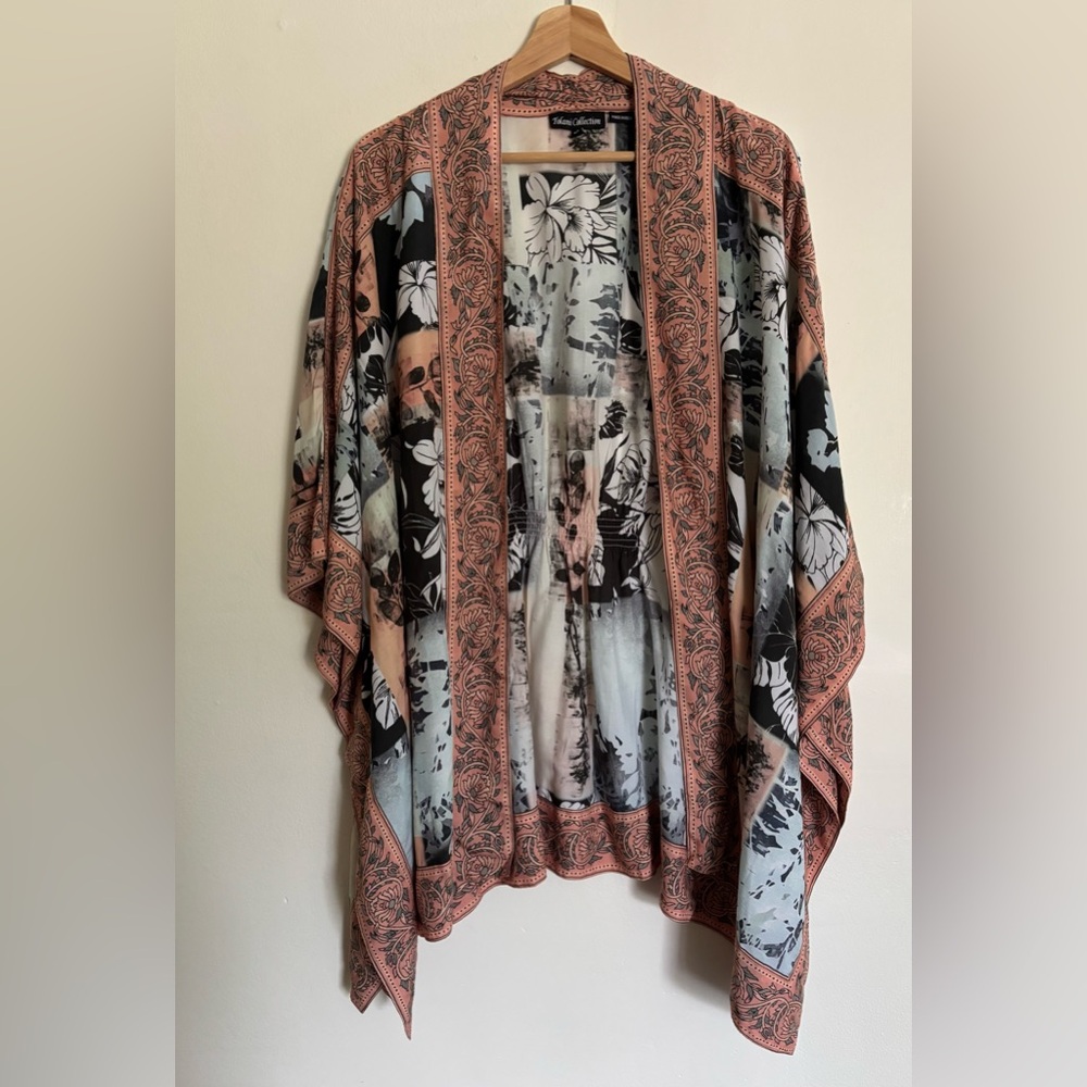 Tolani Boho Floral Open Front Kimono Top Size 2X - Picture 2 of 12
